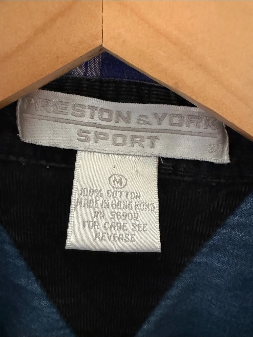 Vintage/90’s Preston&York Denim Button-Up Shirt Corduroy Pockets & Plaid Collar - Picture 2 of 4